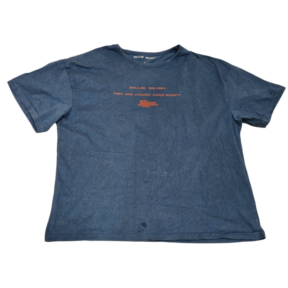 Billie Eilish Hit Me Hard And Soft T Shirt Mens Large Blue Washed Graphic Tee